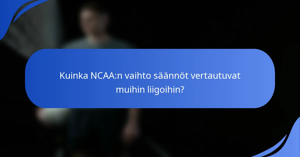 Kuinka NCAA:n vaihto säännöt vertautuvat muihin liigoihin?