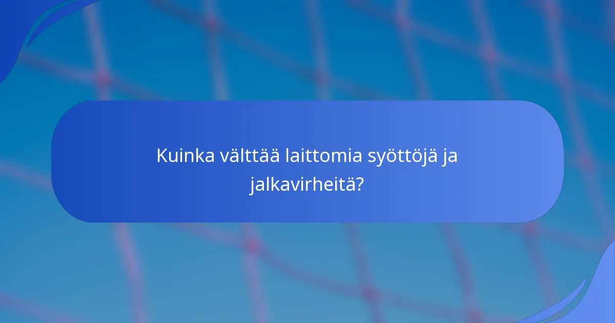 Kuinka välttää laittomia syöttöjä ja jalkavirheitä?